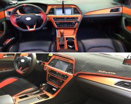 Para Hyundai sonata 9 20152017 Panel de Control Central Interior manija de puerta 3 pegatinas de fibra de carbono calcomanías accesorios de estilo de coche 7888916