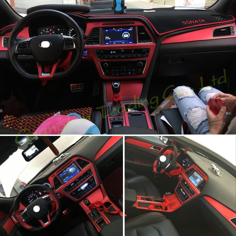 Per Hyundai Sonata 9 Anno 2015-2017 Interni Pannello di Controllo Centrale Maniglia Della Porta 3D 5D In Fibra di Carbonio Copertura Auto Adesivi decalcomanie Parte