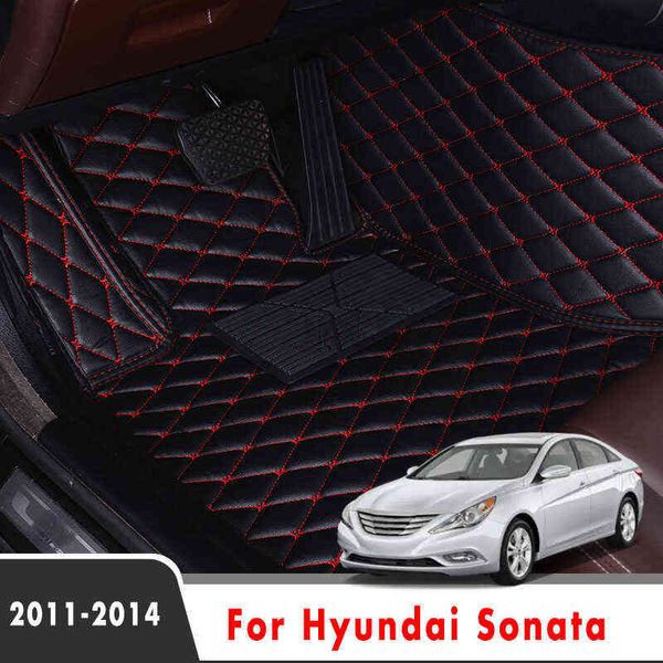 Pour Hyundai Sonata YF 2014 2013 2012 2011 Tapis De Sol De Voiture Style Intérieur Personnalisé Étanche Couvre Tapis En Cuir Décoration H220415