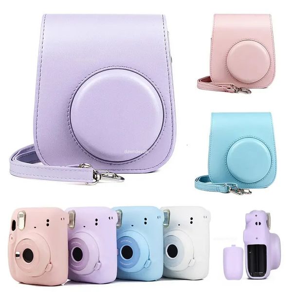 Étui pour appareil photo Instax Mini 11, housse en cuir PU souple en Silicone pour appareil photo Fujifilm Film, sac avec bandoulière 240104