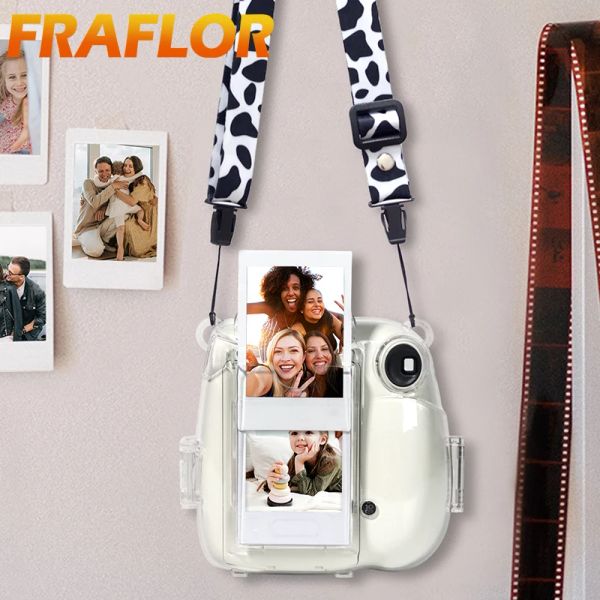 Para Instax Mini 7+ Plus Photo Bag Case de almacenamiento transparente Case de estuche Conjunto de correa con diseño de bolsillo fotográfico