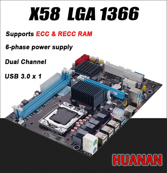 Envío gratuito para la placa base de escritorio Intel planform nueva placa X58 LGA 1366 compatible con la memoria del servidor REG ECC Todas las placas sólidas x 58 16GB 8GB