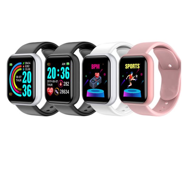 Para IOS Android Y68 D20 Reloj inteligente Pulsera de fitness Presión arterial Monitor de ritmo cardíaco Podómetro Pulsera de ejercicio aeróbico Hombres Mujeres Reloj inteligente