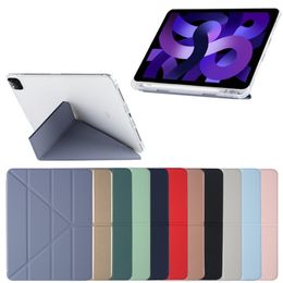 Para iPad 10.2 7/8/9th Case Pro 12.9 11 10.5 Air 3/4/5 10.9 Mini 6 8.3 mini 45 7.9 Método transparente de múltiples pliegues de cubierta trasera con portalápices