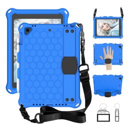 Para iPad 7th 10.2 Air3 Mini5 Híbrido a prueba de golpes con estuche para tableta con soporte para bolígrafo con correa larga