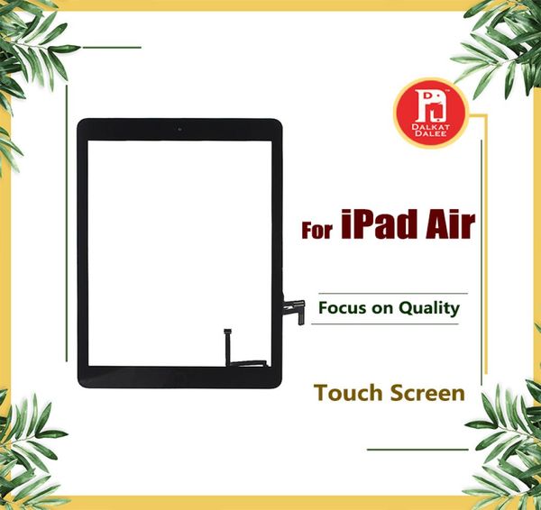 Para iPad Air 1 para iPad 5 Digitizador Pantallas táctiles Conjunto de vidrio con botón de inicio Adhesivo Piezas de repuesto de pegatinas A9366168