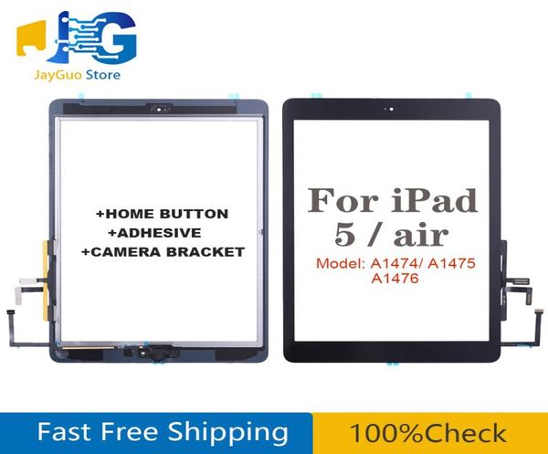 Pour iPad air 1 iPad 5 gen tactile écran de numéros de numéros avec autocollant de bouton d'accueil A1474 A1475 A1476 Remplacement du panneau 9997461