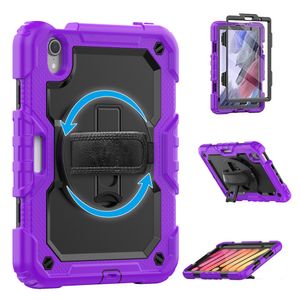 Voor iPad Mini 4 5 6 Gen 8.3 inch Case Handriem 360 Roterende Kickstand Schokbestendige Kids Safe Cases Heavy Duty Siliconen Full Body Beschermhoes met S Pen Houder