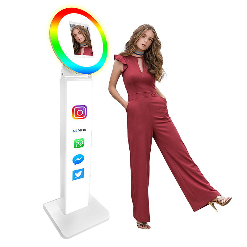 For iPad Photo Booth Selfie Machine Shell Adjustable Stand Photobooth With LED Ring Light For Wedding Christmas Partys Events Cameras