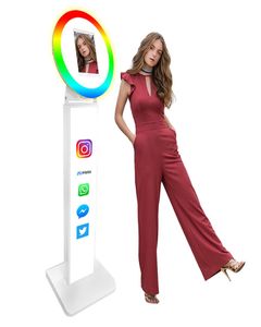 Voor iPad Po Booth selfie machine shell verstelbare standaard pobooth met LED -ringlicht voor bruiloft Christmas Partys -evenementen Come2865234