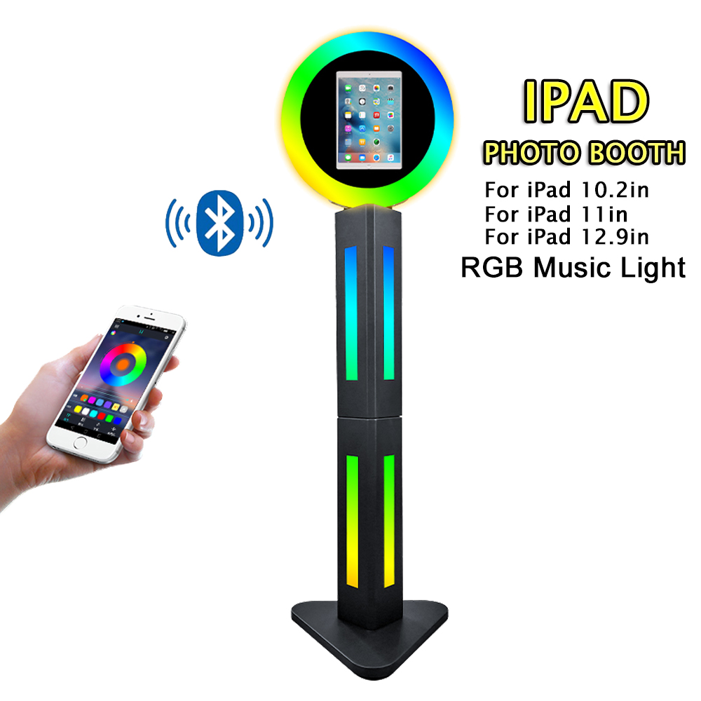 For iPad Portable Photo Booth 10.2''/11"/12.9" Ring Light Music Sync RGB Light Box App Control 180° Selfie PhotoBooth Machine For iPad