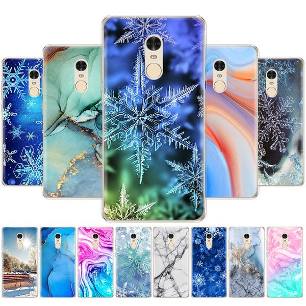 Para Xiaomi Redmi Note 4/note 4 Pro Funda para 4X/note 4x Versión global Copo de nieve de mármol Invierno Navidad