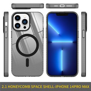 2,0 mm voetbalkorrel Clear TPU Magsafe Cases voor iPhone 14 14Plus 14Pro 14 Pro Max 13 13Pro 13Promax 11 12 12Promax Hybride Honeycomb Patroon Design Soft Phone Cover