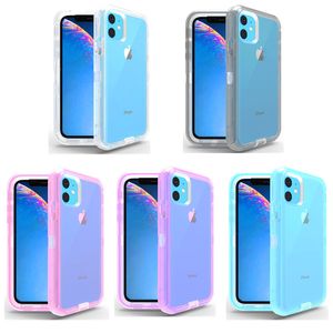 3 in 1 Robot Telefoonhaken Verdediger Transparante Back Cover Clear Protector voor iPhone 12 PRO MAX 11 11PRO XR XS Samsung Galaxy Note20 Ultra S21 S21Plus Note10 S10Plus