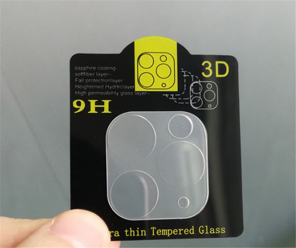Pour iPhone 11 Pro Max lentille de caméra arrière 3D 9H verre trempé couverture complète anti-déflagrant HD protecteur d'écran Film transparent anti-rayures