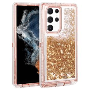 Cajas de lujo para teléfonos móviles con arenas movedizas para Samsung Galaxy S22 S21 S20 Ultra S10E S10 S9 S8 Plus Bling Bling Glitter Flotante Quicksand Cubierta resistente a prueba de golpes