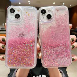 Drijfzand Telefoonhoesjes Glitter Vloeibare Achterkant Bling Schokbestendige Protector voor Samsung Note20 ultra S23 S22 S21 FE A12 A13 A32 A33 A34 A53 A54 A73 5G Apple