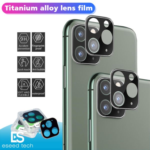 Cámara pantalla de la película del protector para el iPhone 12 Pro Max 11 Cámara Lente de cristal templado de titanio completa contraportada cámara duro con Box