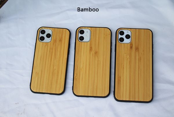 Para iphone 11 pro max Funda de madera real accesorios para iphone Carcasa de madera de bambú para teléfono móvil 11 pro max xs xr 7 8 plus Venta al por mayor de fábrica