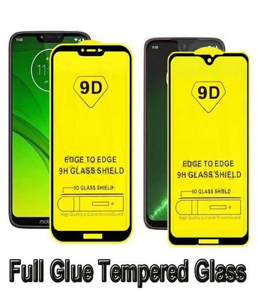 Para iPhone 11 Pro Max XR XS Max 6S 7 Plus 8 Glue Full Glue Samsung A20 Moto G7 Power Temper Glass Cubierta completa 9D Protector de pantalla nueva2442955