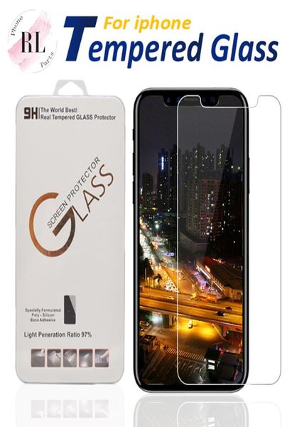 Para iPhone 11 Pro XS Max X XR 7 8 Plus Vidrio templado protector de pantalla para Samsung J7 J5 Prime con Paper Box2673297