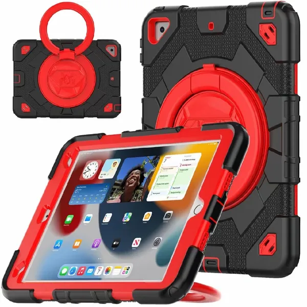 360 Rotation Poignée Stand Heavy Duty Antichoc Tablettes Pour iPad 10 10.9 10.2 Air 4 Air 5 Pro 11 Anti Drop 3in1 Hybrid PC Silicone Souple Bracelet Béquille Couverture