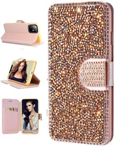 Luxury Rhinestone Flip Magnet Flip Cases de teléfonos celulares con titular de tarjeta Bling Bling Women and Girls Protector Cover para iPhone 13 12 11 PRO MAX XR XRMAX 7 8PLUS