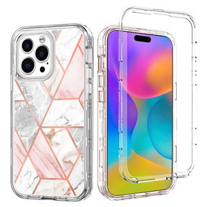 Para Iphone 15 13 12 11 14 Pro Max Funda Cajas de teléfono celular de mármol Cubierta protectora resistente a prueba de golpes de tres capas Fit Samsung S20 S21 FE S22 Plus Note 20 S23 Ultra