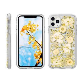 Voor iPhone 12 Case Vrouwen Real Dried Flower Case Dual Layer Beschermende Harde PC Soft TPU Telefoon Case voor iPhone 11 Pro Max