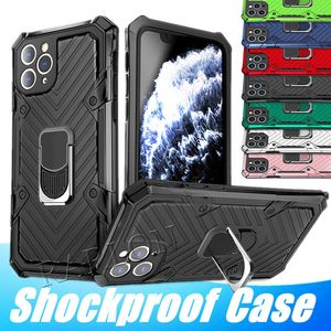 Hybride Schokbestendige Armor Stand Cases met Back Bracket voor iPhone 13 13Pro 12 Mini 11 PRO MAX XS SAMSUNG S21 FE S20 Plus A32 A52 A72 A82 A21S LG K51