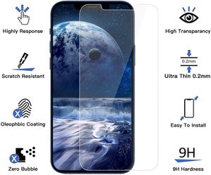 Pour Iphone 13 12 Mini Pro MAX HD Clear Screen Protector 9H Anti-Scratch Bubble Free Shatter Proof Case Friendly Verre Trempé Avec Emballage