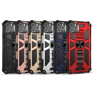 Pour iphone 12 pro max 11 7 8 plus Coques de téléphone Hybrid Armor Invisible Kickstand Magnetic Shockproof Cover