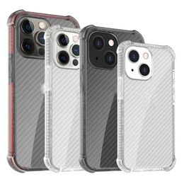 Pour Iphone 13 Cases Couverture arrière en acrylique en fibre de carbone avec étui de protection antichoc pour pare-chocs d'angle renforcé