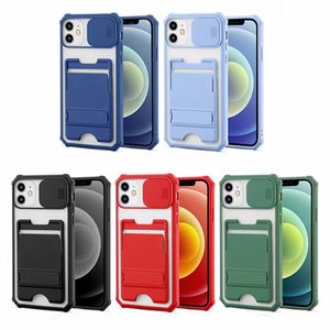 Pour iphone 13 pro max 12 11 7 8 plus XR XS coques de téléphone couverture arrière mobile Galaxy A22 F22 A53S F62 M62 Y72 Y52S S21 FE A82 5G NOTE20 Ultra tpu PC avec poche pour carte de crédit en stock C