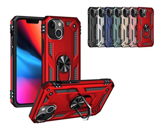 Para iPhone 13 pro max 12 11 XR XS Funda con anillo cepillado Armadura a prueba de golpes Protector de soporte Funda para teléfono Samsung S21 FE A12 A02S A32 5G9694455