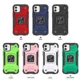 Voor iphone 13 pro max 12 11 xs xr hybride armor telefoon gevallen schokbestendige tpu pc auto magnetische kickstand achterklep