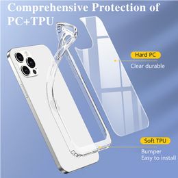 Para iphone 13 Pro Max Clear Cell Phone Cases 12 11 Xr Xs SE Samsung Galaxy S21 Ultra TPU PC Hot Transparent Back Cover
