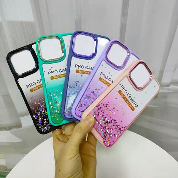 Pour iPhone 13 Pro Max mini coques de téléphone époxy brillant acrylique dur PC dos avec sacs d'opp C