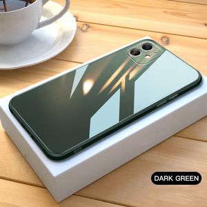 Voor iPhone 14 13 Cases 11 12 Pro Max 13 Mini X XR XS Max 8 7 Plus SE Case Liquid Square Gloed Getrokken Glas Schokbestendig zachte framedeksel