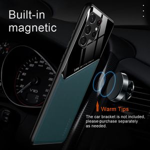 Pour iPhone 14 Pro Max Étuis en cuir minces Support magnétique de voiture Couverture arrière pour iPhone 13 ProMax 12 mini 11 XS XR X 14Plus Protecteur d'objectif d'appareil photo Coque de téléphone
