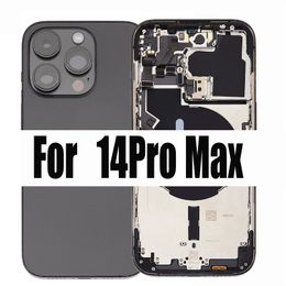 Para Iphone 14 Pro 14Pro Max Carcasa con cable flexible Carcasa trasera Ensamblaje completo Tapa de batería Puerta Marco medio trasero Chasis
