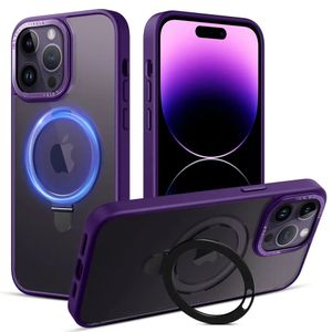 Funda de teléfono para iPhone 15 Pro Max con soporte Invisible magnético Compatible con fundas mate translúcidas delgadas MagSafe 13 12 11 Plus