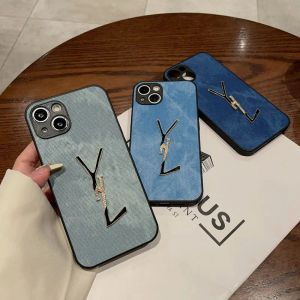 Pour IPhone 15 14 Pro Max Case 13 12 11 Designer Phone Case Denim Phonecase Marque de luxe Lettres Cas Mens Mobile Couverture Antichoc Shell CHG24011820-3