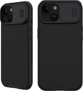 voor iPhone 15 hoesje met camerahoes, slanke pasvorm dunne polycarbonaat beschermende schokbestendige hoes met schuifcamerahoes, opgewaardeerd hoesje voor Apple iPhone 15 6,1 inch zwart