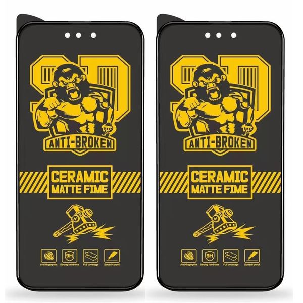 Protector de pantalla para iPhone 15 Pro Max 14 Plus 13 Mini 12 11 XS XR X 8 7 SE 9H Película de cerámica HD Protector de pantalla mate Pegamento completo Protector de cubierta antiroto