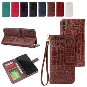 Pour iPhone 5 5S 6 6S 7 8 Plus Cas de flip de cuir de crocodile de luxe pour Apple iPhone X XS XR 11 12 13 PRO Max Mini SE Case