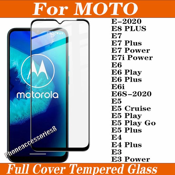 Protector de pantalla de teléfono de vidrio templado de cubierta completa 9D para MOTO motorola E8 E7 E7I E6 E6I E6S E5 E4 E3 Play Power Plus E5-PLAY-GO E 2020