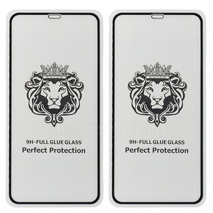 Protecteur d'écran pour iPhone 15 Pro Max 14 plus 13 Mini 12 11 XS XR X 8 7 SE LION VERRE TEMPURÉ FULLE GLUE COURVE 9H FILM GUARD PROTECT PRÉTIME COUVERTURE SHIELD