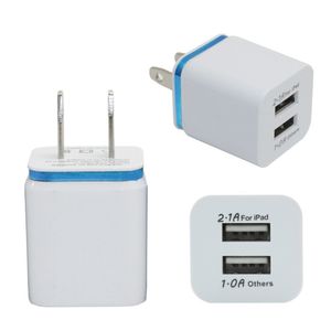 Pour Iphone 6 / 6s Dual USB Wall Charger Full 5V 2.1A 1A Adaptateur de voyage US EU plug Adaptateur secteur 2 ports Chargeur mural coloré DHL