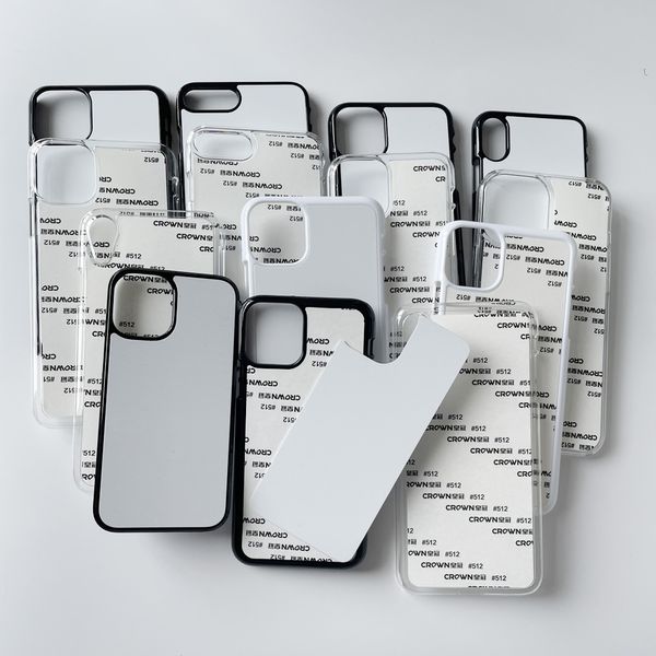 Funda de teléfono de plástico duro para iphone 14 13 mini 12 pro max 7 8 plus XS XR SE funda de impresión por sublimación en blanco placa de aluminio 10 unids/lote